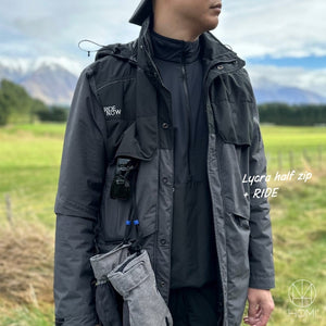 HOMI 萊卡立領上衣 黑色 機能運動上衣 穿搭示範
