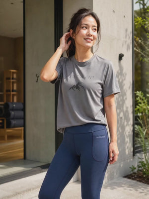 山日出天絲棉與 leggings 穿搭