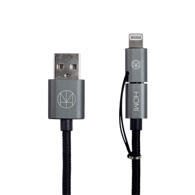 MFI 蘋果認證 Lightning & Micro USB To USB 傳輸充電線（太空灰） - HOMI CREATIONS - LCW Fashion Ltd.